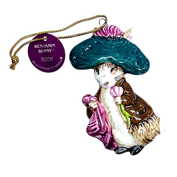 SCHMID Other - Vtg Schmid Beatrix Potter Benjamin Bunny 1982 Ornament with Tag Cord Sticker